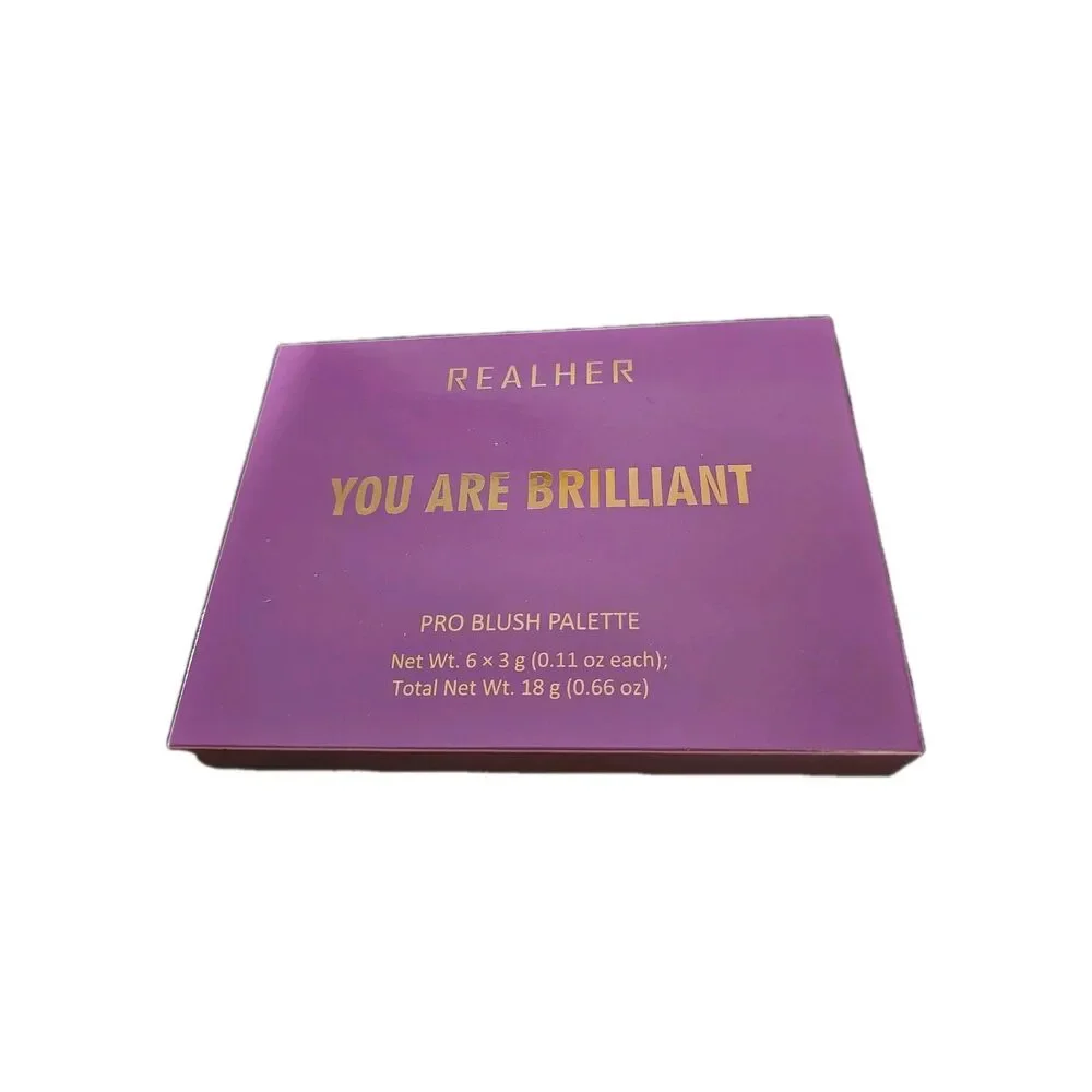 Realher You Are Brilliant Pro Blush 6 Pan Palette&2 Double End Blush/Blend Brush